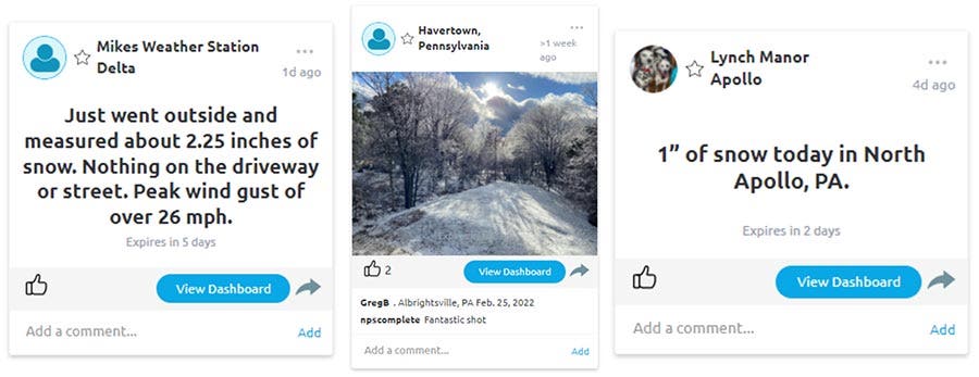 AmbientWeather.net Social Feed