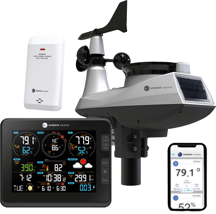 Ambient Weather Estación meteorológica inteligente WS-7078 con monitoreo  remoto WiFi y alertas